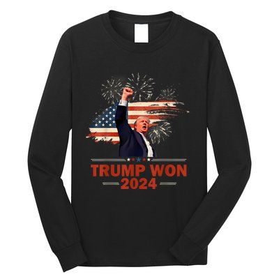 Trump Won 2024 Election President 47 Th American Flag Long Sleeve Shirt