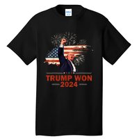 Trump Won 2024 Election President 47 Th American Flag Tall T-Shirt