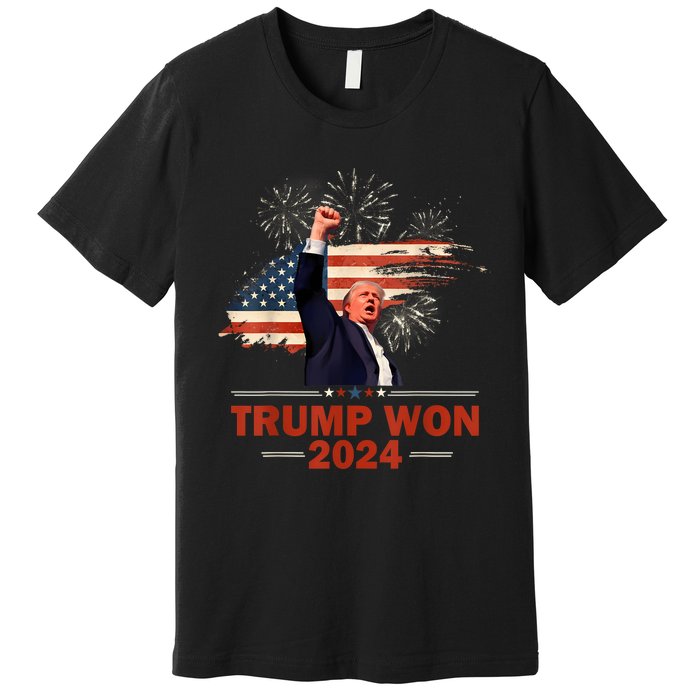 Trump Won 2024 Election President 47 Th American Flag Premium T-Shirt