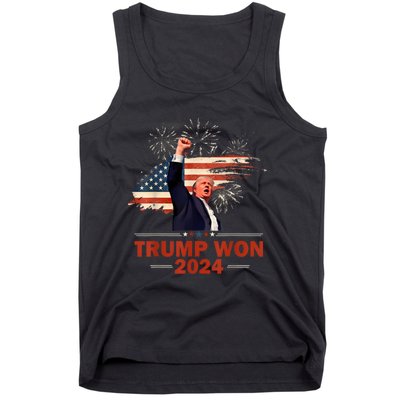 Trump Won 2024 Election President 47 Th American Flag Tank Top