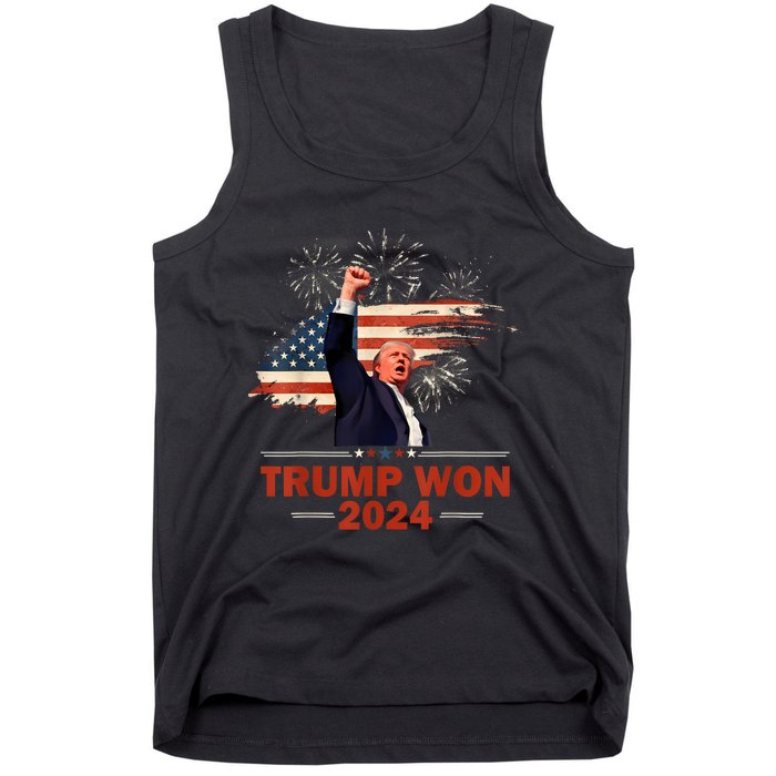 Trump Won 2024 Election President 47 Th American Flag Tank Top