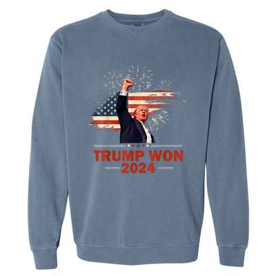 Trump Won 2024 Election President 47 Th American Flag Garment-Dyed Sweatshirt