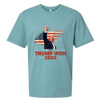 Trump Won 2024 Election President 47 Th American Flag Sueded Cloud Jersey T-Shirt