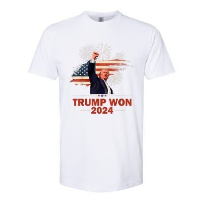 Trump Won 2024 Election President 47 Th American Flag Softstyle CVC T-Shirt