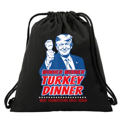 Trump Won 2024 Winner Winner Turkey Dinner 47th President Drawstring Bag