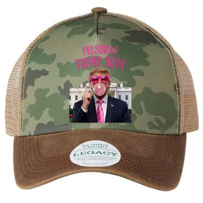 Trump Won 2024 President Trump Blowing Gum Legacy Tie Dye Trucker Hat