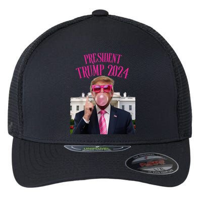 Trump Won 2024 President Trump Blowing Gum Flexfit Unipanel Trucker Cap