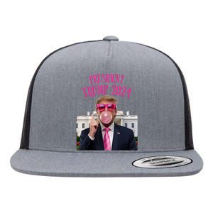 Trump Won 2024 President Trump Blowing Gum Flat Bill Trucker Hat