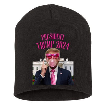 Trump Won 2024 President Trump Blowing Gum Short Acrylic Beanie