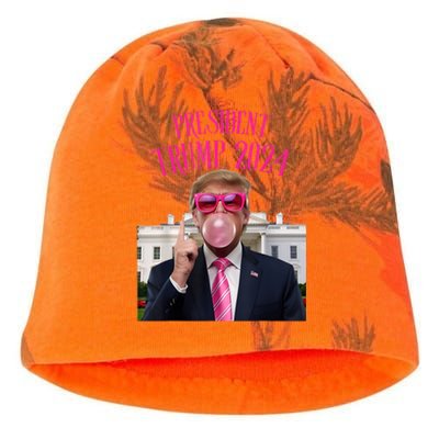 Trump Won 2024 President Trump Blowing Gum Kati - Camo Knit Beanie