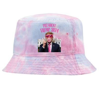 Trump Won 2024 President Trump Blowing Gum Tie-Dyed Bucket Hat