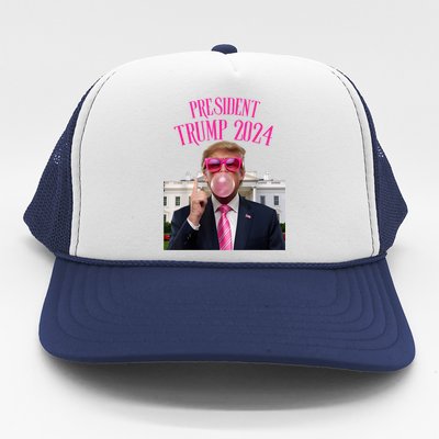 Trump Won 2024 President Trump Blowing Gum Trucker Hat