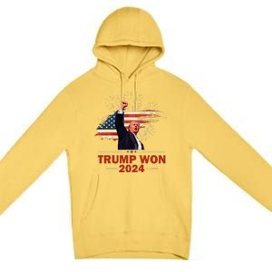 Trump Won 2024 Election President 47 Th American Flag Premium Pullover Hoodie