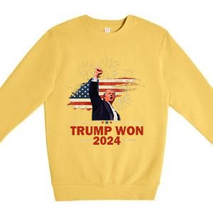 Trump Won 2024 Election President 47 Th American Flag Premium Crewneck Sweatshirt