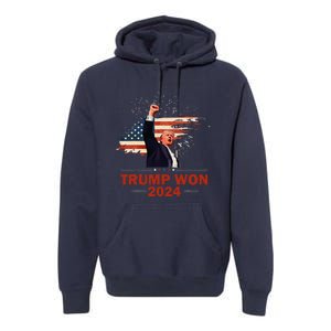 Trump Won 2024 Election President 47 Th American Flag Premium Hoodie