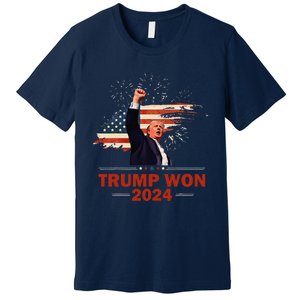 Trump Won 2024 Election President 47 Th American Flag Premium T-Shirt