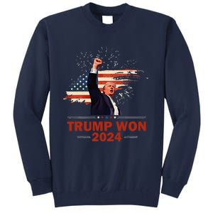 Trump Won 2024 Election President 47 Th American Flag Tall Sweatshirt