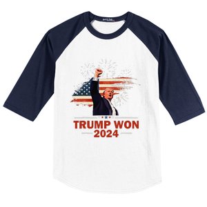 Trump Won 2024 Election President 47 Th American Flag Baseball Sleeve Shirt