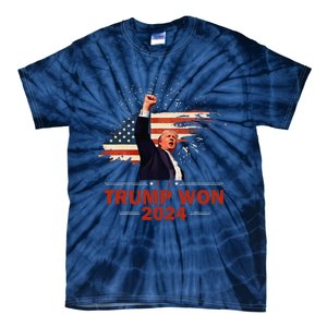 Trump Won 2024 Election President 47 Th American Flag Tie-Dye T-Shirt