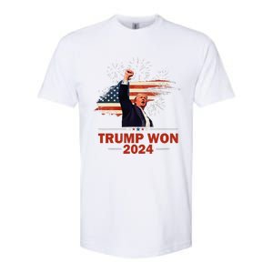 Trump Won 2024 Election President 47 Th American Flag Softstyle CVC T-Shirt