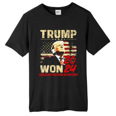 Trump Won 2024 Greatest Return In History 47th President Tall Fusion ChromaSoft Performance T-Shirt