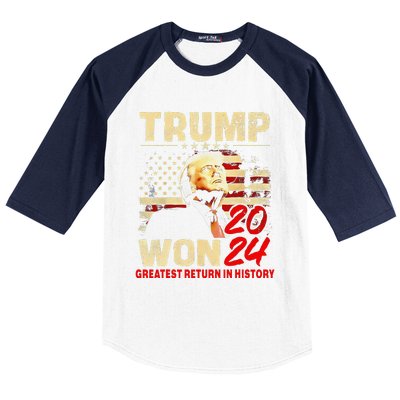 Trump Won 2024 Greatest Return In History 47th President Baseball Sleeve Shirt