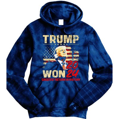 Trump Won 2024 Greatest Return In History 47th President Tie Dye Hoodie