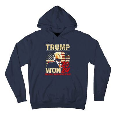 Trump Won 2024 Greatest Return In History 47th President Tall Hoodie