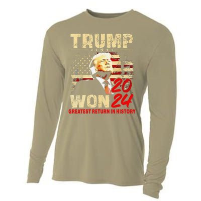 Trump Won 2024 Greatest Return In History 47th President Cooling Performance Long Sleeve Crew