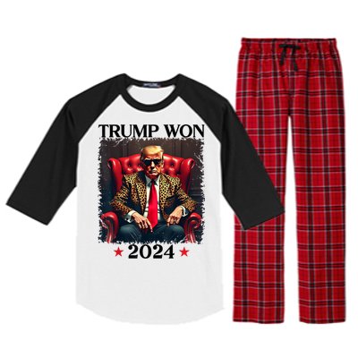 Trump Won 2024 Trump 47 Team Trump Raglan Sleeve Pajama Set