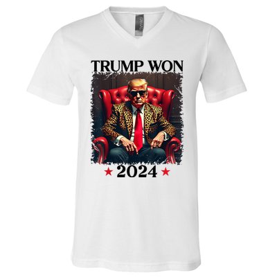 Trump Won 2024 Trump 47 Team Trump V-Neck T-Shirt