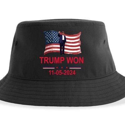 Trump Wins 2024 Election Trump Won 2024 America Flag 11/05/2024 Sustainable Bucket Hat