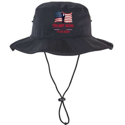 Trump Wins 2024 Election Trump Won 2024 America Flag 11/05/2024 Legacy Cool Fit Booney Bucket Hat