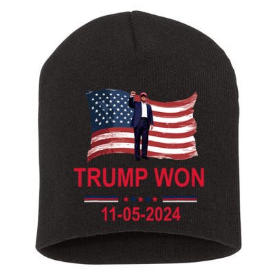 Trump Wins 2024 Election Trump Won 2024 America Flag 11/05/2024 Short Acrylic Beanie