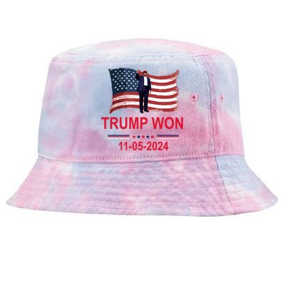 Trump Wins 2024 Election Trump Won 2024 America Flag 11/05/2024 Tie-Dyed Bucket Hat