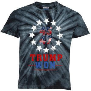 Trump Won 2024 45 47th President Usa Flag Kids Tie-Dye T-Shirt