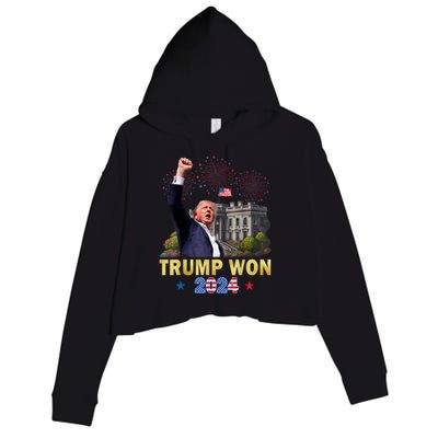 Trump Won 2024 President 47th Of White House Gift Crop Fleece Hoodie