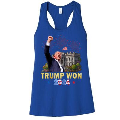 Trump Won 2024 President 47th Of White House Gift Women's Racerback Tank