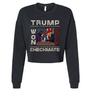 Trump Won 2024 Checkmate Kamala America Trump 2024 Cropped Pullover Crew