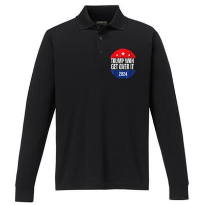 Trump Won 2024 Trump President Usa Election Trump Victory Gift Performance Long Sleeve Polo