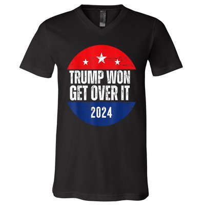 Trump Won 2024 Trump President Usa Election Trump Victory Gift V-Neck T-Shirt