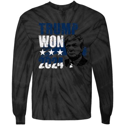 Trump Won 2024 President 47th Of White House Donald Trump Tie-Dye Long Sleeve Shirt