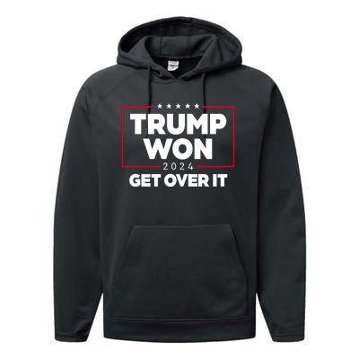 Trump Won 2024 Get Over It 47th President Performance Fleece Hoodie