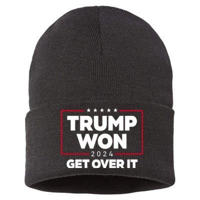 Trump Won 2024 Get Over It 47th President Sustainable Knit Beanie