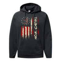 Trump Won 2024 Election President 47 Th American Flag Performance Fleece Hoodie