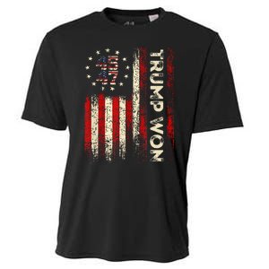 Trump Won 2024 Election President 47 Th American Flag Cooling Performance Crew T-Shirt