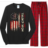 Trump Won 2024 Election President 47 Th American Flag Long Sleeve Pajama Set