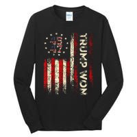 Trump Won 2024 Election President 47 Th American Flag Tall Long Sleeve T-Shirt