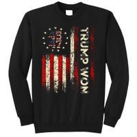 Trump Won 2024 Election President 47 Th American Flag Tall Sweatshirt