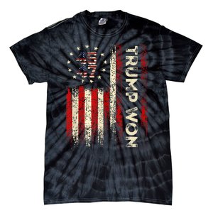 Trump Won 2024 Election President 47 Th American Flag Tie-Dye T-Shirt